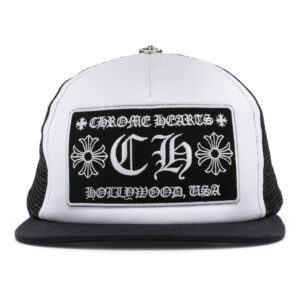Chrome Hearts CH Hollywood Trucker Hat – Black/White