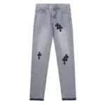 Chrome Hearts Hand-Painted Cross Leather Jeans